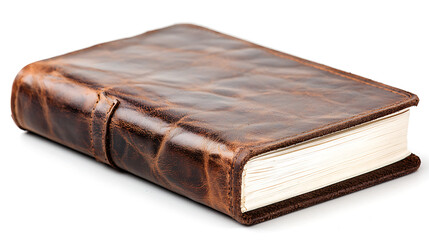 Obraz premium Leather bound diary with textured cover, showcasing rich brown color and classic design, perfect for writing and journaling