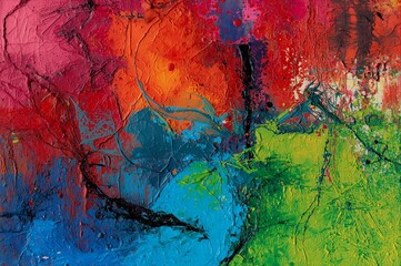 Vibrant Abstract Expressionist Painting with Bold Color Strokes and Texture