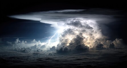 Naklejka premium Stormy clouds, lightning bolt