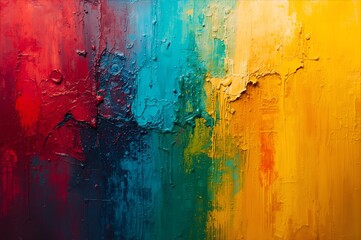 Obraz premium Vibrant Abstract Expressionist Painting with Bold Color Strokes and Texture