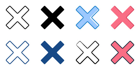 Cross icon set multiple style collection 
