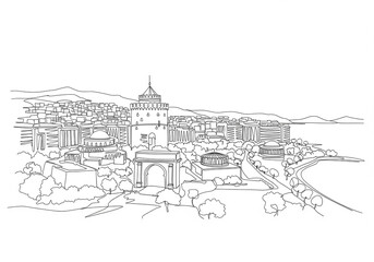 Thessaloniki in Greece one line drawing style	