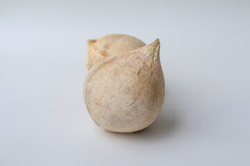 Front view of a coconut on a white background