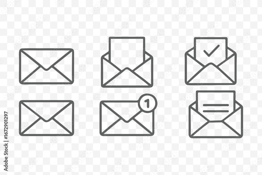 Aufkleber mail icon set. email icon vector set isolated on transparent. envelope icon, mail icon vector for we