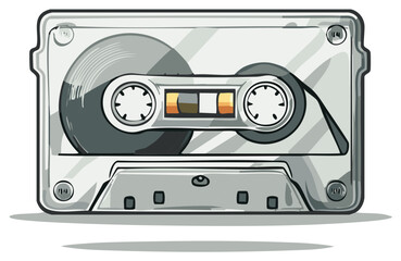 Fototapeta premium Illustrated Cassette Tape Graphic with Reels and Play Details