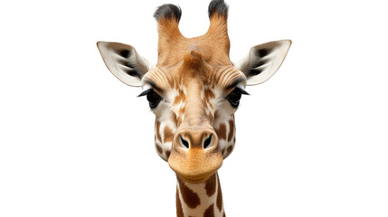 Fototapeta premium a close up of a giraffe face on white background