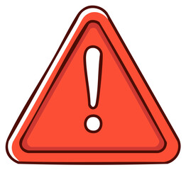 Warning Sign: Triangle Symbol for Danger and Hazard Alert in Coral Red Tone