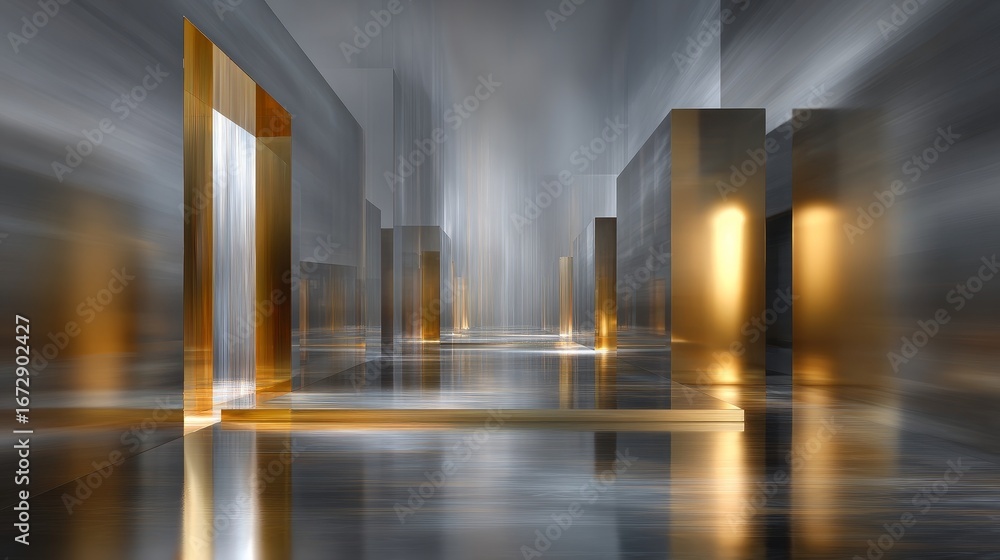 Poster high-end abstract gray and gold background with luxurious and technological design, illusory texture