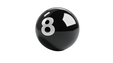 billiard black pool ball number eight illustration on white background