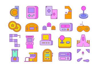 Retro Wave Arcade Element Set