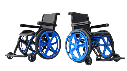 Fototapeta premium black and blue wheelchair handicap icon 3d rendering on white background