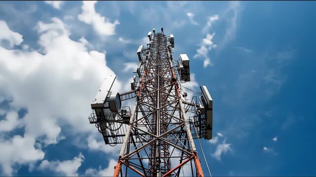 Cellular Tower Transmitting Data and Telecommunication Signals in Motion