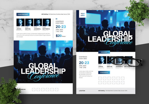 Blue And Black Conference Flyers