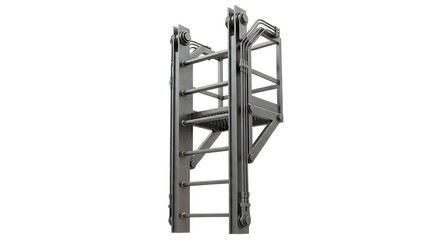 Steel Ladder Section with Safety Cage Industrial Access and Protection