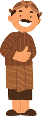 Blangkon Jawa Smiling Man In Traditional Outfit Showing Thumbs Up Pose Illustration