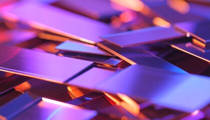 Abstract metallic shapes in vibrant colors