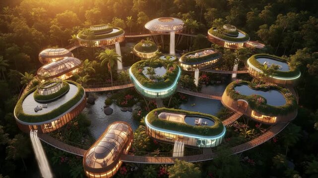 Eco-Friendly Future Homes: Sustainable Architecture in a Lush Landscape