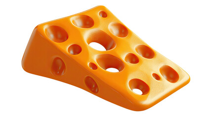 piece of cheese with holes on white background