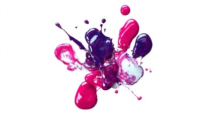 Fototapeta premium Abstract paint splash with vibrant pink and purple color explosion on white background