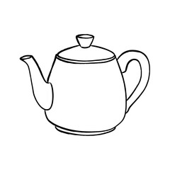 teapot isolated on white background, sketch of teapot