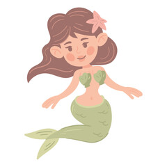 Magical Mermaid Illustration in Flat Vector Style