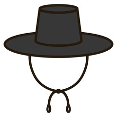 korean traditional hat flat color vector illustration template design