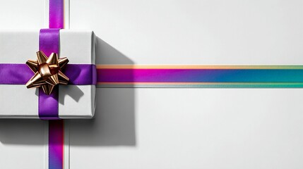 Gift box with colorful ribbons