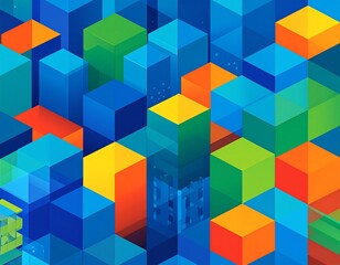 Naklejka premium Abstract geometric pattern of colorful cubes