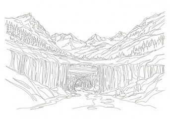 Obraz premium Eisriesenwelt Ice Cave in Austria one line drawing style 