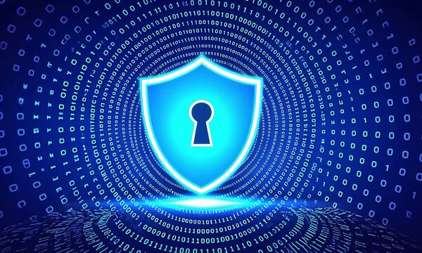 Abstract digital shield graphic security concept