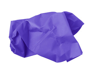 Blue crumpled paper isolated on transparent background