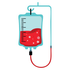 Blood transfusion flat medical icon isolated on a white background. Vector illustration suitable for hospital, healthcare, donation, web, and mobile designs.