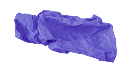Blue crumpled paper isolated on transparent background