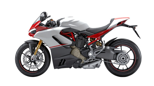 Sleek Modern Motorcycle in Two-Tone Red and White