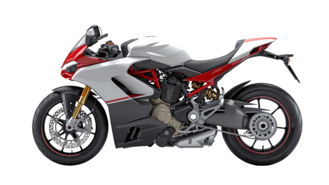 Sleek Modern Motorcycle in Two-Tone Red and White