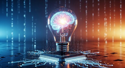 Lightbulb with brain and computer chip