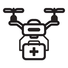 Drone Medical Delivery Line Icon of Autonomous Delivery Drones Icon Set