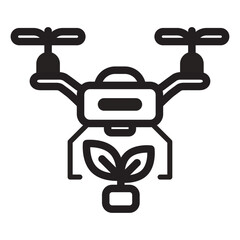 Drone Eco Delivery Line Icon of Autonomous Delivery Drones Icon Set