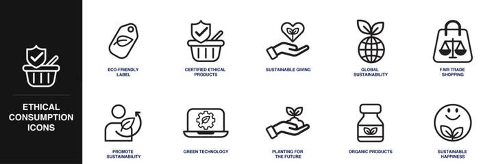 Ethical Consumption Line Icon Set