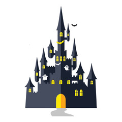 vector illustration of a Halloween castle on a white background.