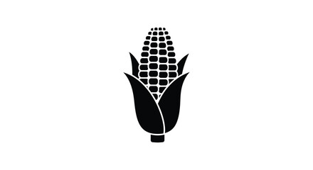 A black and white illustration of an ear of corn
