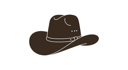 Brown cowboy hat with chin strap and wide brim