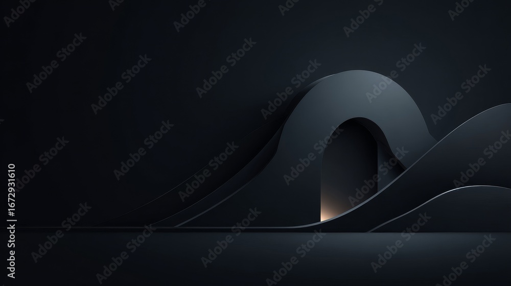 Poster ultra-minimal apple-style background with clean spacious layout, featuring one bold 3d abstract shap