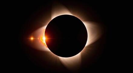 Total solar eclipse with corona and diamond ring effect