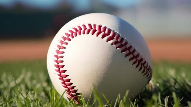  baseball ball sport on grass with blur background created with generative ai	
