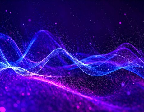 Illustration of Higgs boson field with luminous waves surrounding particles