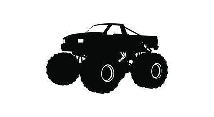 Black silhouette of a monster truck on a white background © msunny93