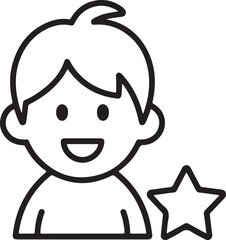 Happy child with a star icon representing achievement or recognition
