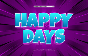 happy days editable text effect with a game and play text effect