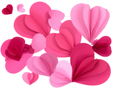 Decorative Pink Hearts Variety Set Romantic Design PNG